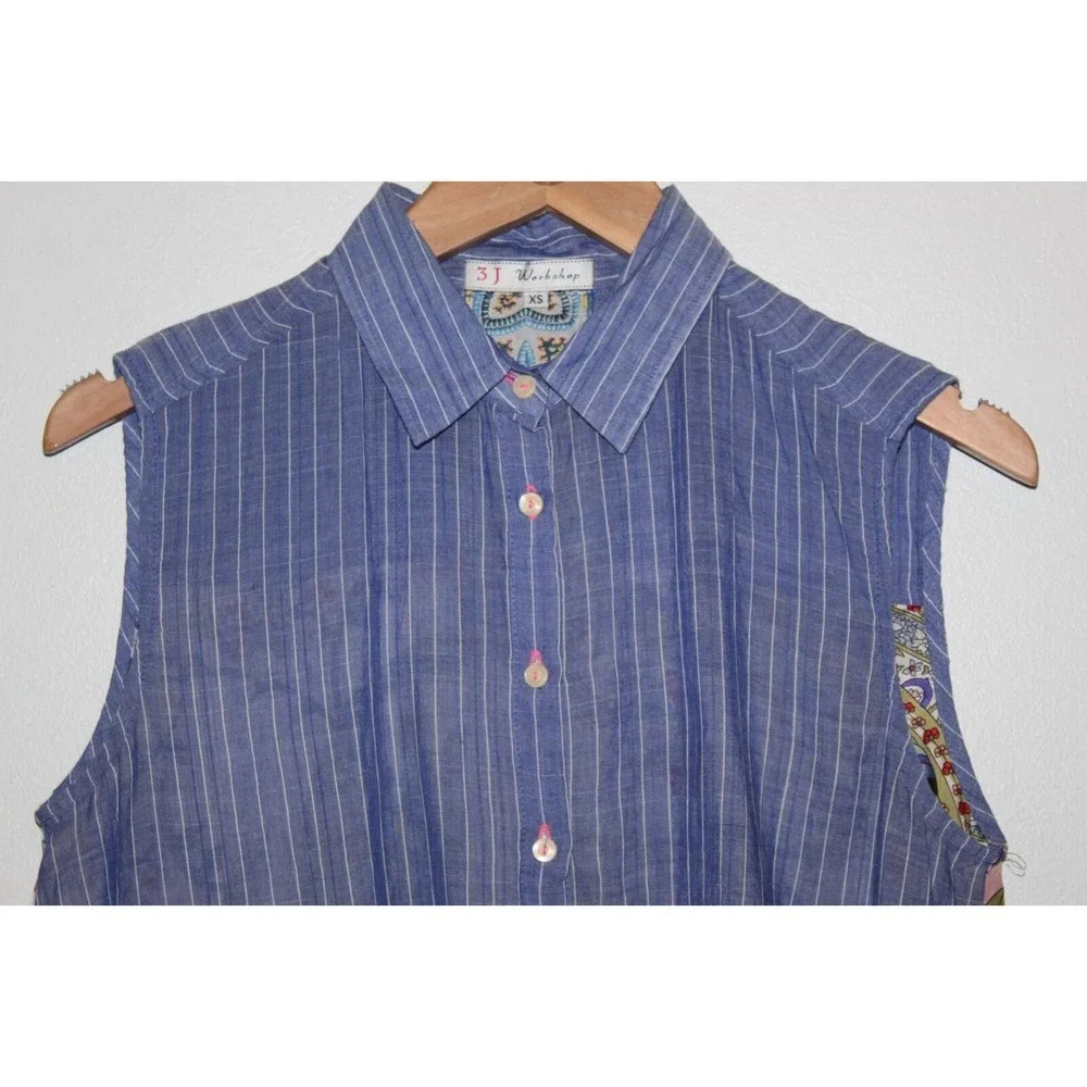 *Flaw 3J Workshop Johnny Was Scarf Back Sleeveless Button Collared Top XS H13638 - Picture 4 of 16